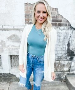 Texas Bling April Ribbed Muscle Tank Bodysuit- Blue Tops