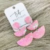 Texas Bling Glitter Semi Circle Stack Earrings- Bubble Gum Pink