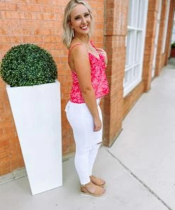 Fantastic Fawn Angie Red Floral Tank Top Tops