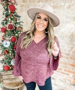 Peach Love Claire Bell Sleeve Knit Top Plus