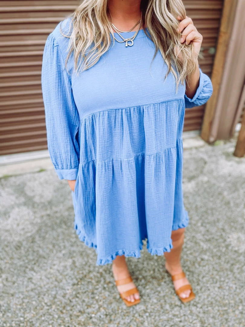 Umgee Emerson Multi Tiered Textured Keyhole Dress 2 Umgee Emerson Multi Tiered Textured Keyhole Dress