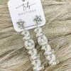 Texas Bling 2022 Beaded Drop Earrings- White Jewelry