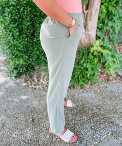 Jodifl Bottoms Penelope High Waist Solid Pants- Olive