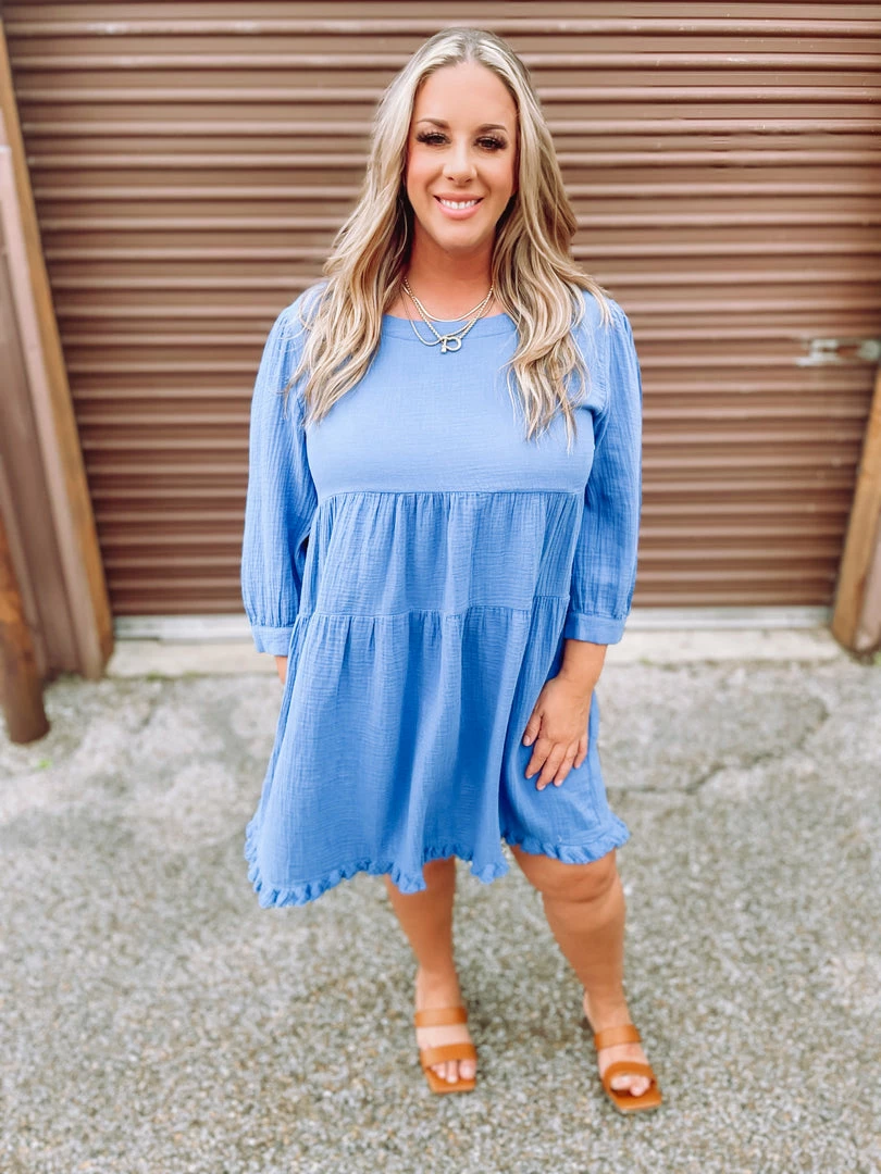 Umgee Emerson Multi Tiered Textured Keyhole Dress 1 Umgee Emerson Multi Tiered Textured Keyhole Dress