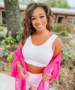 Texas Bling Tops Melissa Cropped Smocked Sleeveless Top