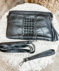Texas Bling Ellie Leather Stud Clutch
