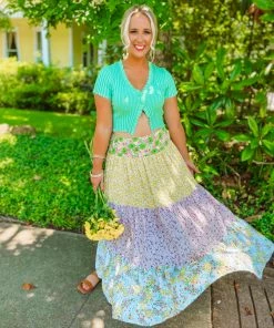 Hailey & Co Bottoms Pearl Floral Print Mixed Maxi Skirt