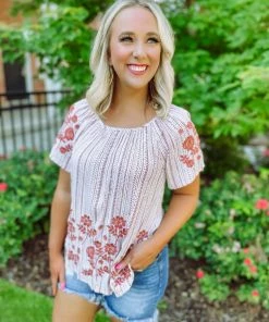 Andree Neutral Babe Daniella Rust Embroidered Tribal Top