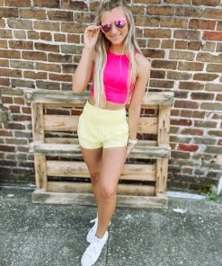 Love Tree Sonia Fitted Athletic Shorts- Lime