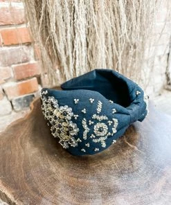 Texas Bling Black & Gold Beaded Knot Headband Hair Accessories