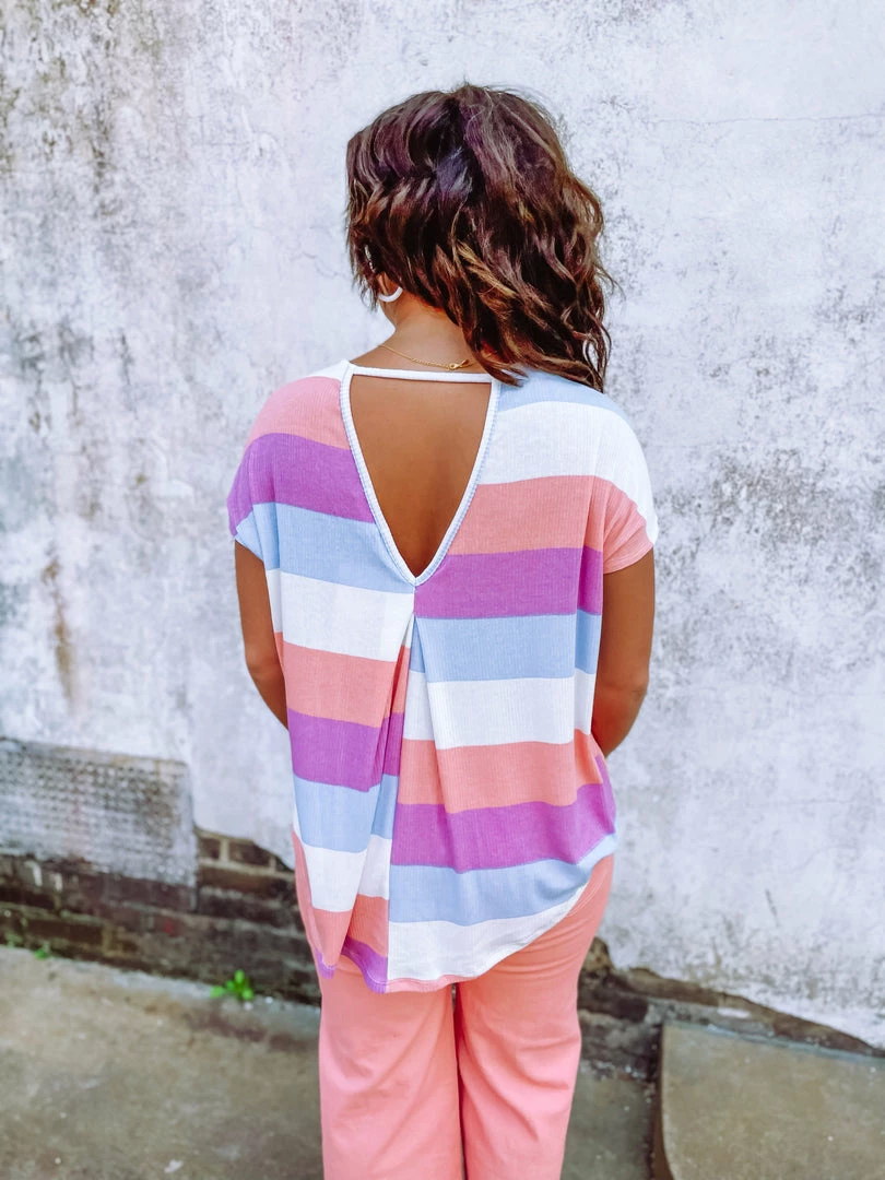 Ces Femme Savanna Multi Stripped Ribbed Jersey Knit Top 6 Ces Femme Savanna Multi Stripped Ribbed Jersey Knit Top