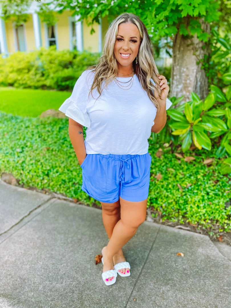 Umgee April Ruffle Sleeve Crewneck Top- Off White Plus 3 Umgee April Ruffle Sleeve Crewneck Top- Off White Plus