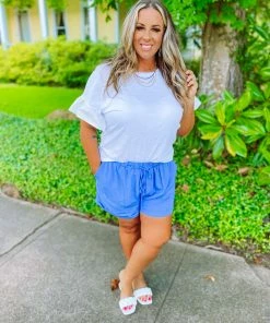 Kori Plus Ashlyn Drawstring Waist Shorts- Royal Blue