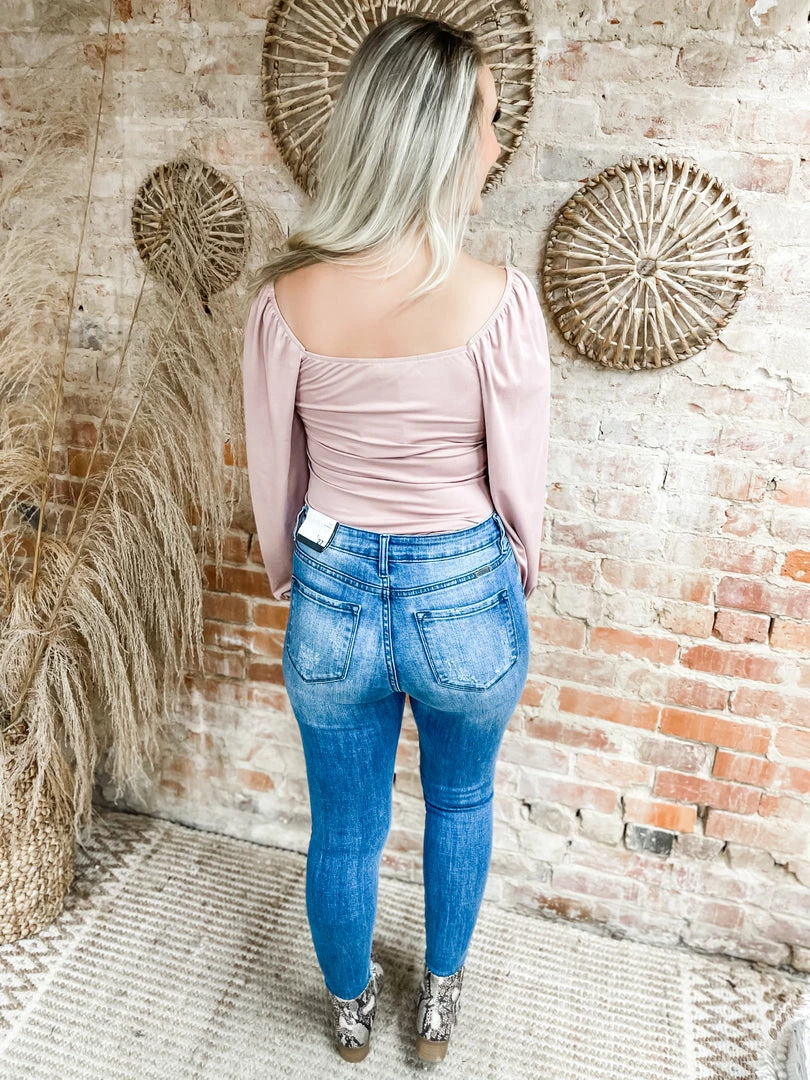 Peach Love Victoria Bubble Sleeve Bodysuit- Dusty Mauve 4 Peach Love Victoria Bubble Sleeve Bodysuit- Dusty Mauve