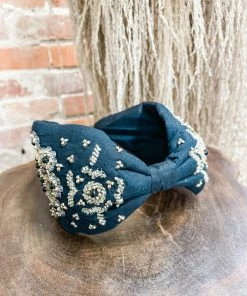 Texas Bling Black & Gold Beaded Knot Headband Hair Accessories