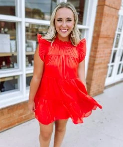 Entro Stephanie Iridescent Mock Neck Dress