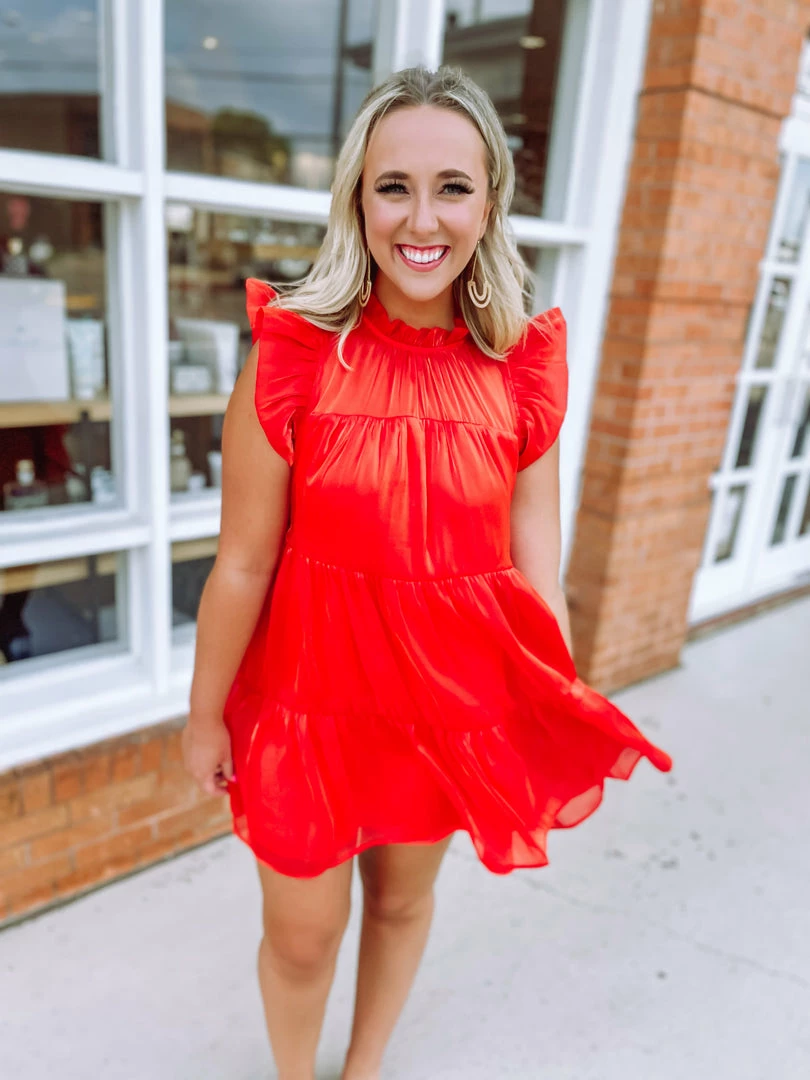 Entro Stephanie Iridescent Mock Neck Dress 2 Entro Stephanie Iridescent Mock Neck Dress