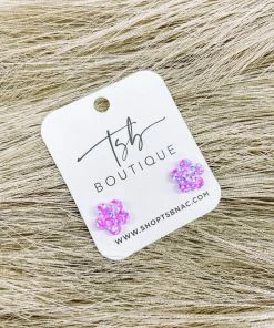 Texas Bling Cotton Candy Glitter Daisy Stud Earrings Jewelry