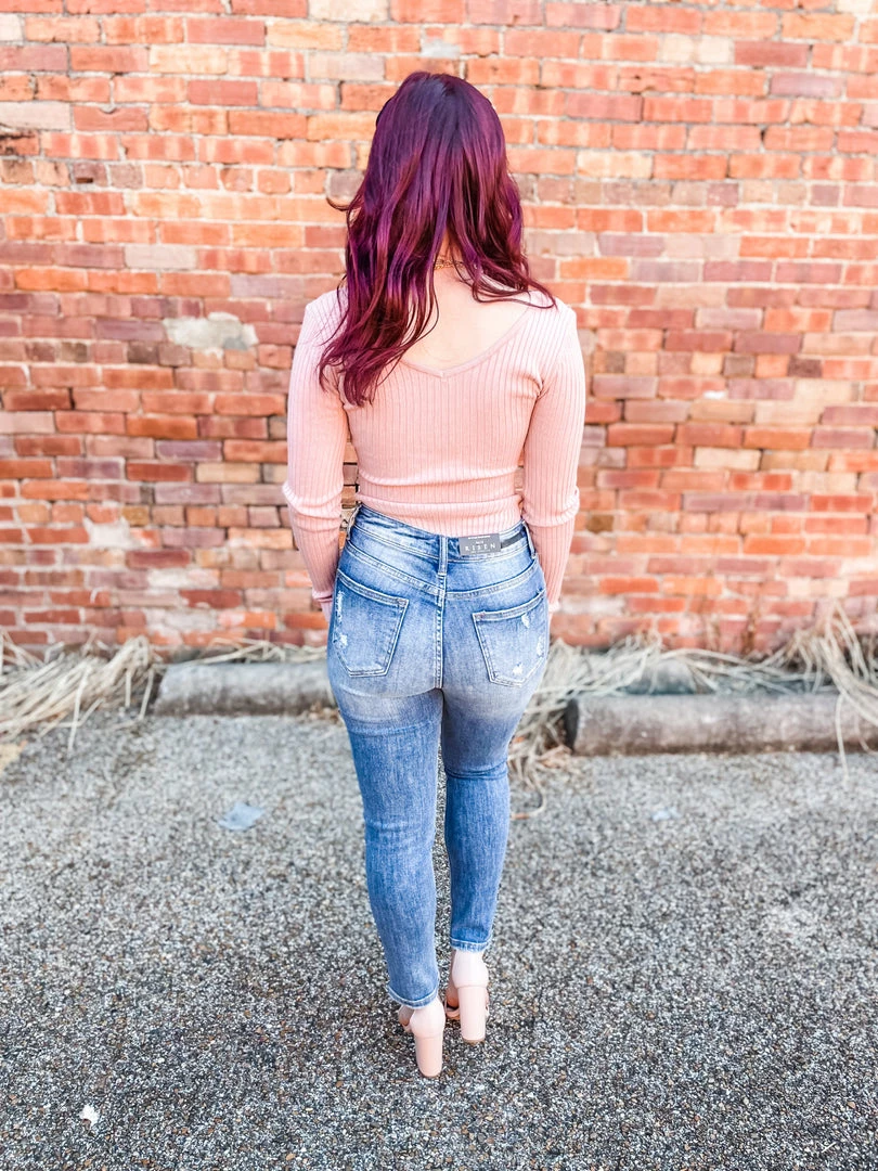 Love Tree Amber Long Sleeve Rib Bodysuit- Mauve 4 Love Tree Amber Long Sleeve Rib Bodysuit- Mauve