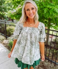 Davi & Dani Kali Square Neck Smocked Top Tops 17 Davi & Dani Kali Square Neck Smocked Top Tops