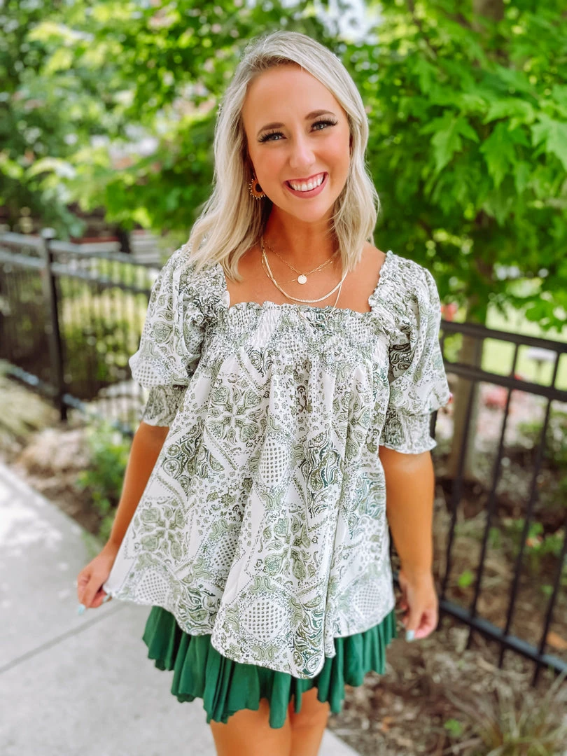 Davi & Dani Kali Square Neck Smocked Top Tops 9 Davi & Dani Kali Square Neck Smocked Top Tops