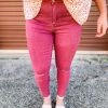 Jelly Jeans Hope Mid Rise Burgundy Knee Slit Skinny Jeans