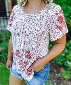Andree Neutral Babe Daniella Rust Embroidered Tribal Top