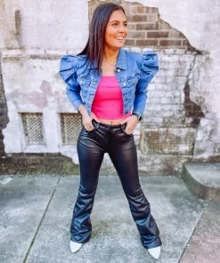 Trend Shop Piper Puff Shoulder Jacket Denim