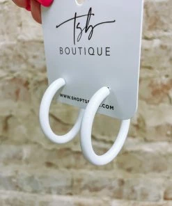 Texas Bling Jewelry Oakley Loop Earrings- White