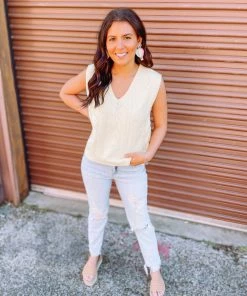 Adele. B Fiona Relaxed Fit Sweater Vest- Yellow Tops