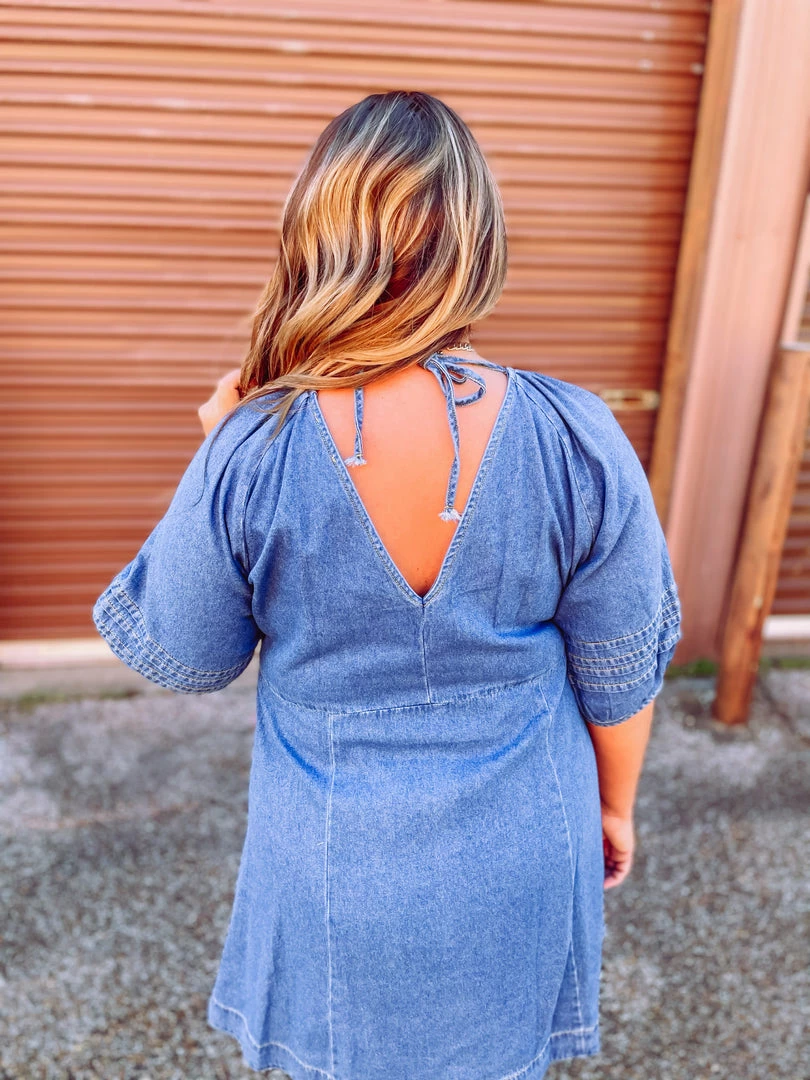 Umgee Aubree Half Puff Sleeve Denim Dress 6 Umgee Aubree Half Puff Sleeve Denim Dress