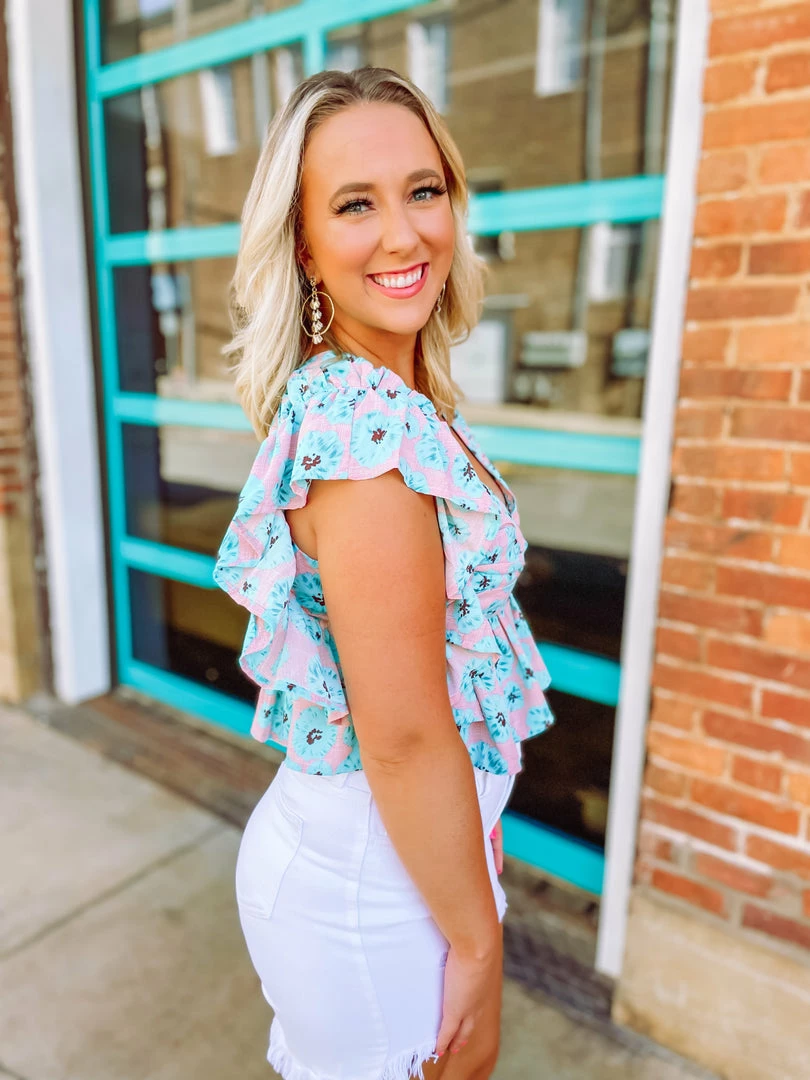 Entro Artemis Floral V Neck Butterfly Pleated Top Tops 4 Entro Artemis Floral V Neck Butterfly Pleated Top Tops