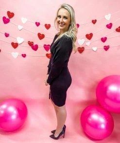 Main Strip Elaine Surplice Waist Tie Long Sleeve Dress