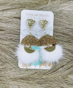 Texas Bling Wren Gold/Clear Skinny Tassel Drop Earrings Jewelry