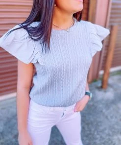 Entro Tops Mariah Stitched Blue Ruffle Bodysuit