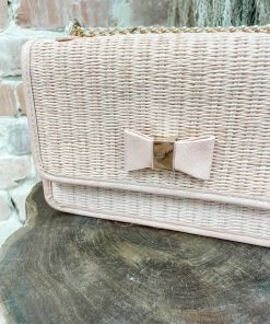Texas Bling Halli Rectangle Straw Bag- Blush