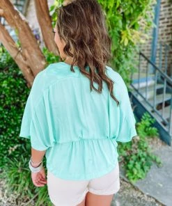 Mustard Seed Charlotte Woven Top- Milky Green