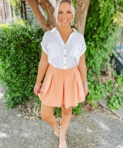 J. NNA Eloise Solid Pockets Skort- Coral