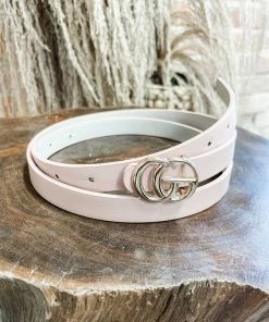 Texas Bling Skinny GG Belt- Pale Pink