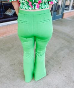 Flying Tomato Ava Center Seam High Rise Flare Pants- Green Bottoms 7 Flying Tomato Ava Center Seam High Rise Flare Pants- Green Bottoms