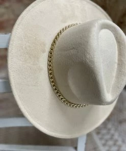 Texas Bling Hats Stevie Thin Chain Detail Felt Hat- Beige
