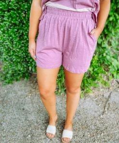 Cotton Bleu Annie Color Blocked Shorts Set- Berry
