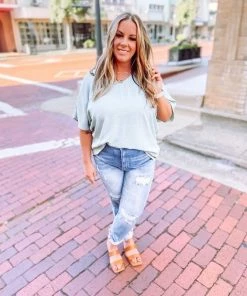 Texas Bling Lellan High Rise Distressed Straight Leg Jeans- Light Wash Denim