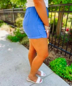 Kori Courtney Linen Shorts- Royal Blue Bottoms