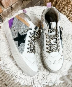 Shu Shop Shoes Rina Silver Sparkle Star Sneakers