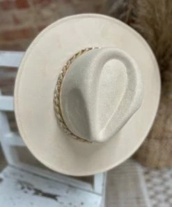 Texas Bling Hats Koda Chunky Chain Detail Felt Hat- Beige