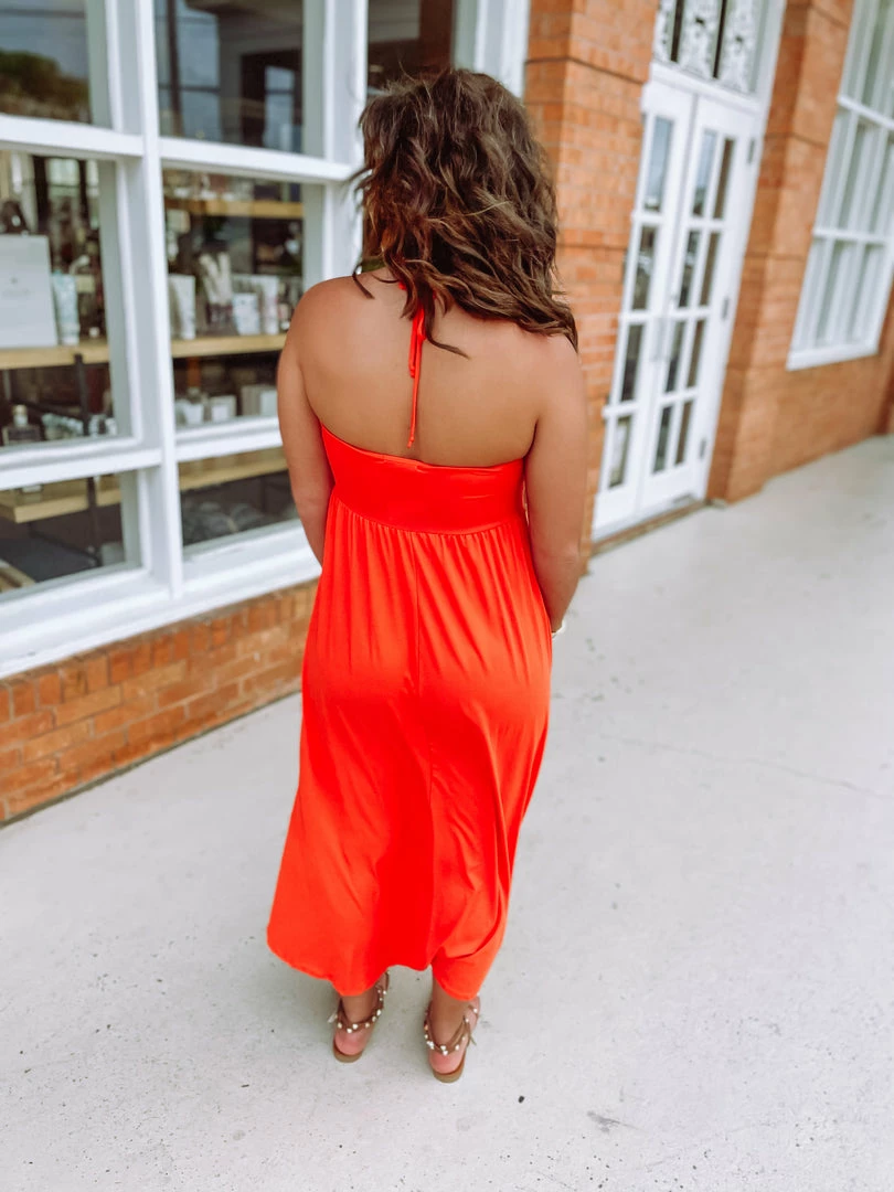 Entro Joselyn Solid Halter Neck Midi Dress 4 Entro Joselyn Solid Halter Neck Midi Dress