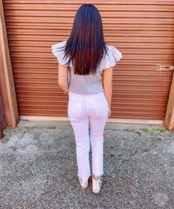 Entro Tops Mariah Stitched Blue Ruffle Bodysuit