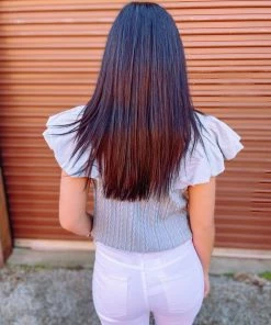 Entro Tops Mariah Stitched Blue Ruffle Bodysuit