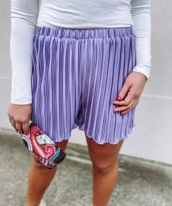 Listicle Bottoms June Flowy Satin Shorts- Lavender